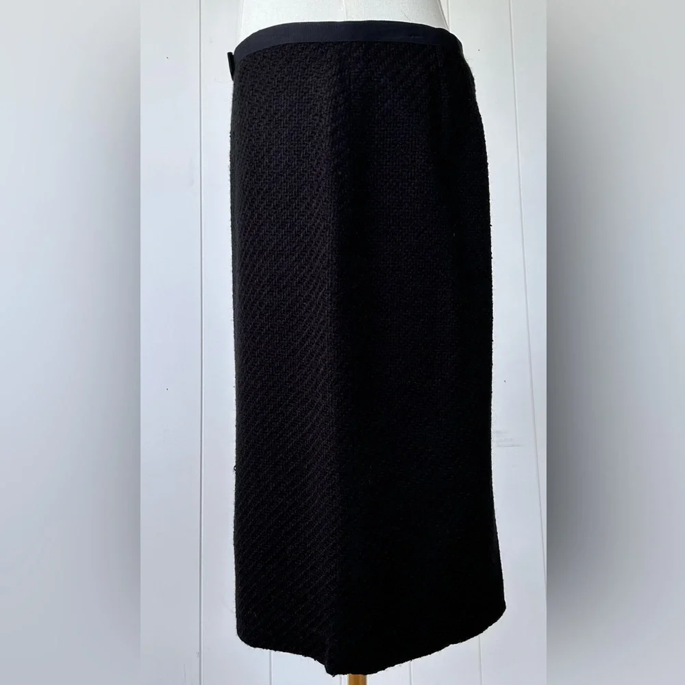 Ann Taylor Factory Boucle Pencil Skirt Lined Grosgrain Trim Black Size‎ 6